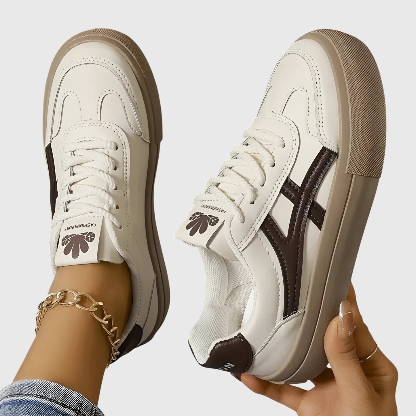 Women's Comfort Sneakers in Blue and Brown