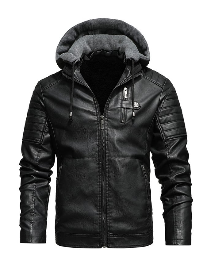 Vanhouten™ | Used leather jacket with front hood