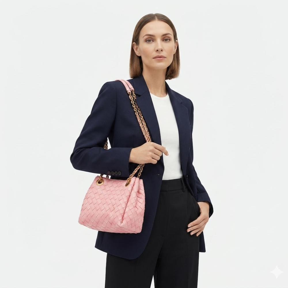 Bottega Veneta Small Parachute Chain Pink Bag