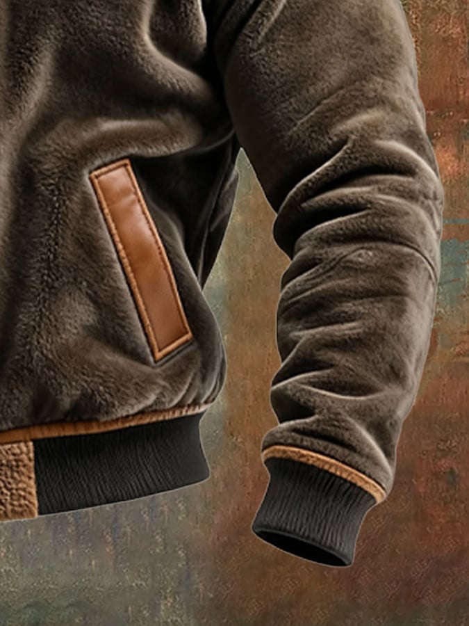 Vanhouten™ | Warm Velvet and Synthetic Leather Coat with Fleece Lining
