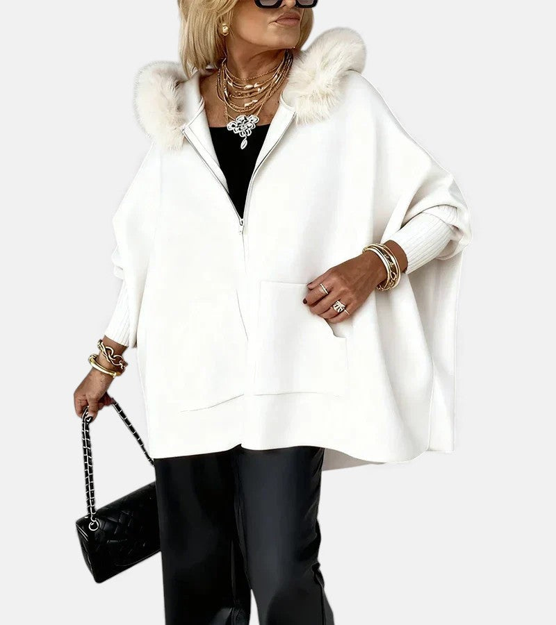 Women's Casual Hooded Coat with Faux Fur Collar