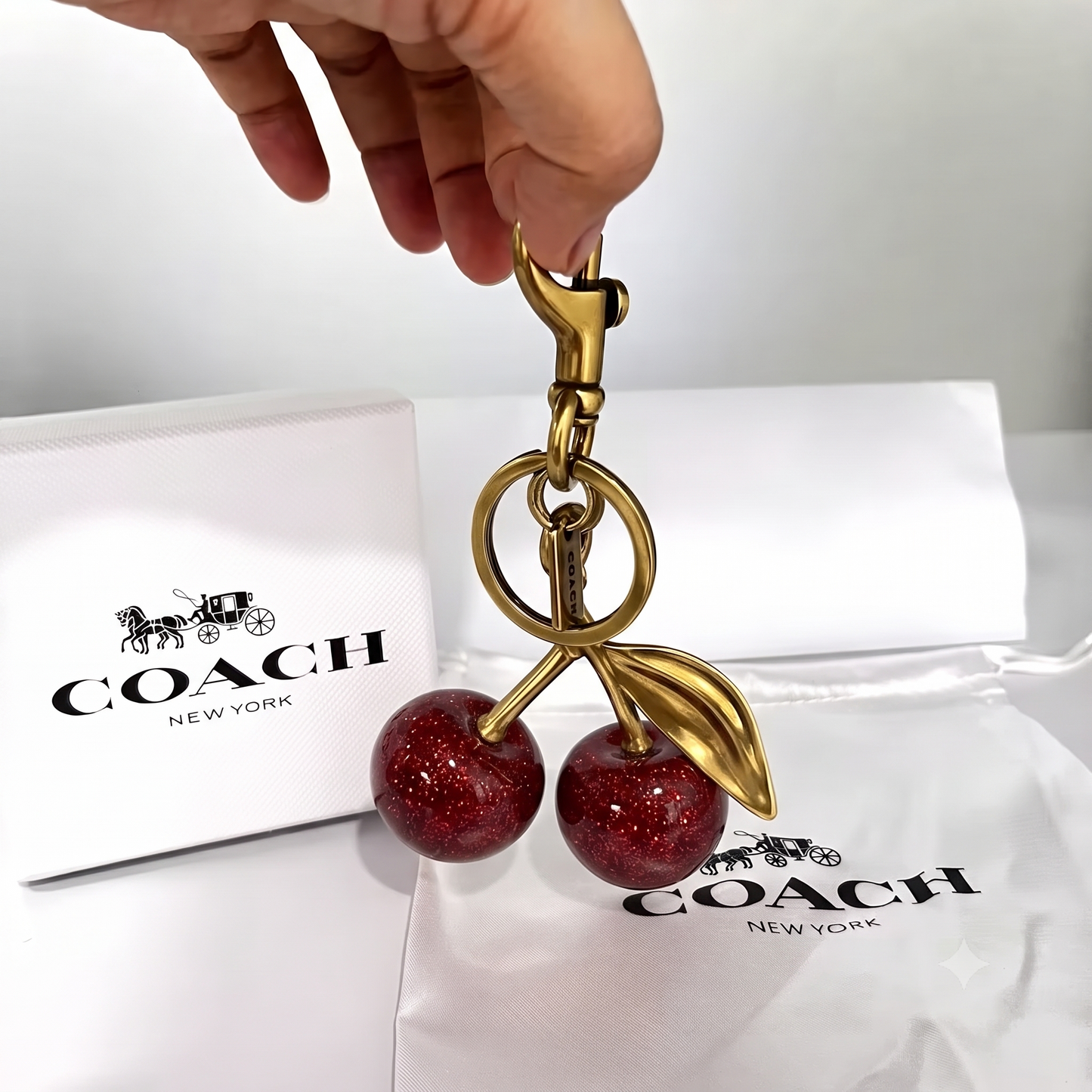 Coach Cherry Bag Charm (Gift Box Included)