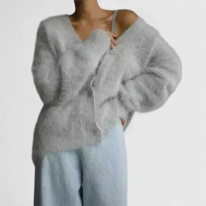 Women's Cardigan in Beige, White and Gray