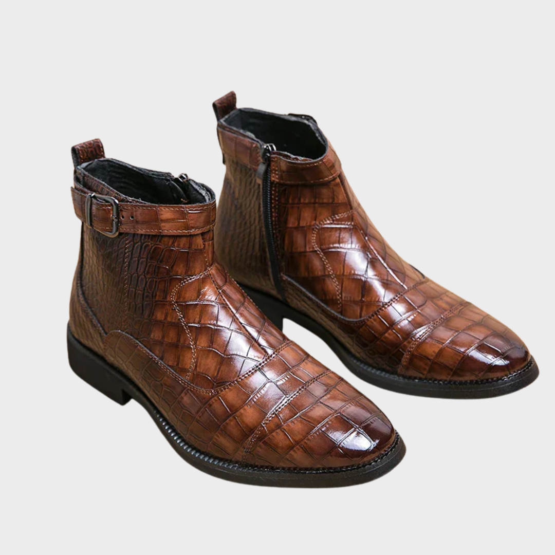 Dylan | Faux Leather Ankle Boots with Buckle