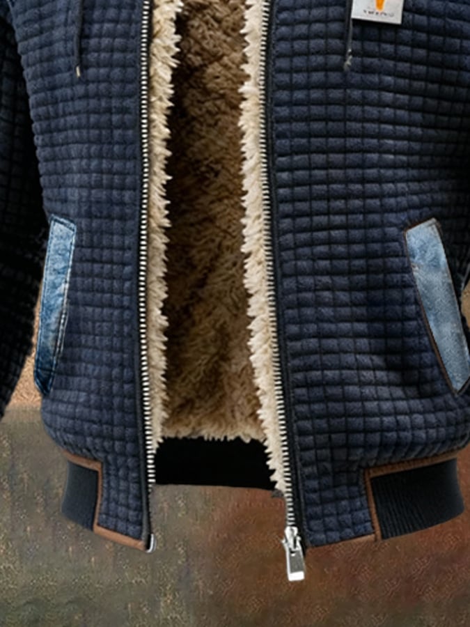 Vanhouten™ | Black Padded Jacket with Denim Details