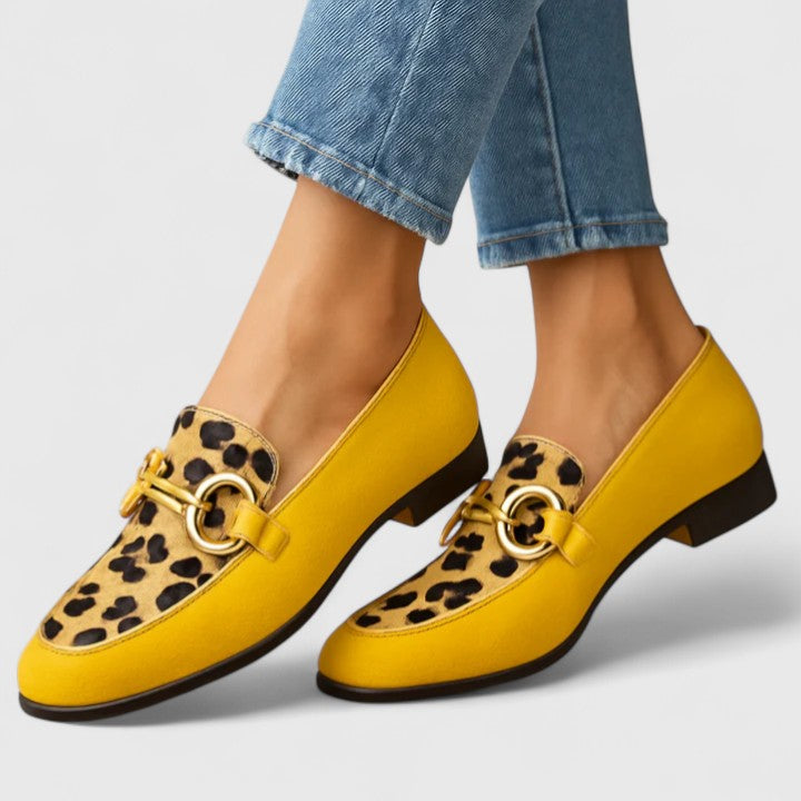 Women's Relaxed Fit Loafers in Yellow Leopard