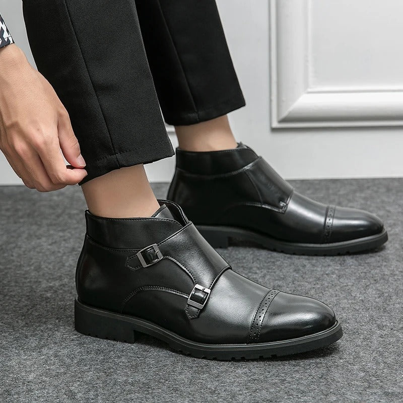 Parker | Faux Leather Boots with Double Buckle