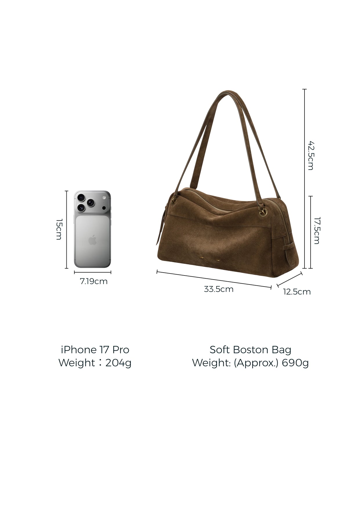 Soft Boston Medium Bag in Suede