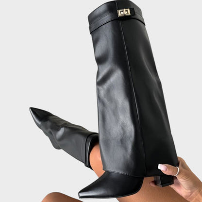 Women's High Leather Boots in Black or Brown