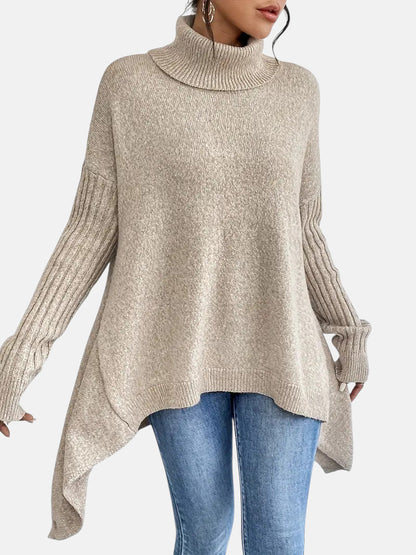 Women's Long Turtleneck Sweater in Five Colors