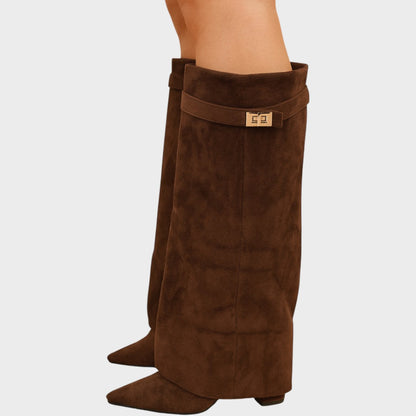 Women's High-Cut Suede Boots in Five Colors