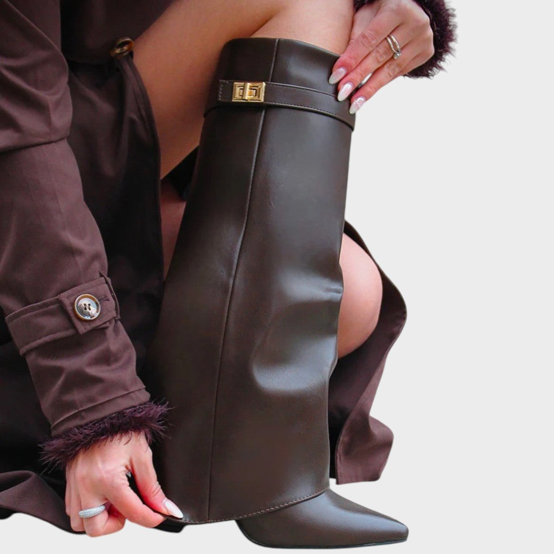 Women's High Leather Boots in Black or Brown