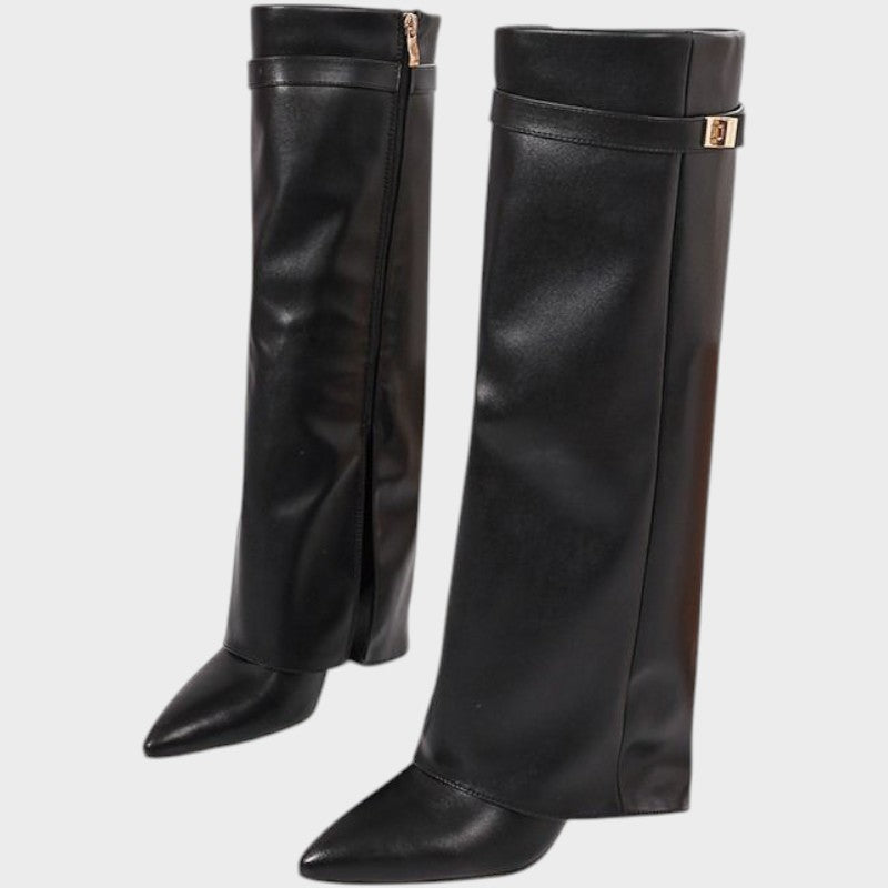 Women's High Leather Boots in Black or Brown