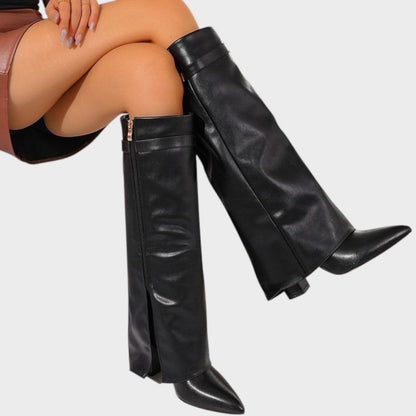 Women's High Leather Boots in Black or Brown
