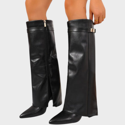 Women's High Leather Boots in Black or Brown