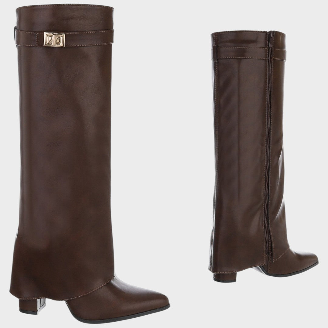 Women's High Leather Boots in Black or Brown