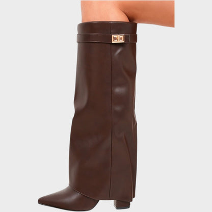 Women's High Leather Boots in Black or Brown