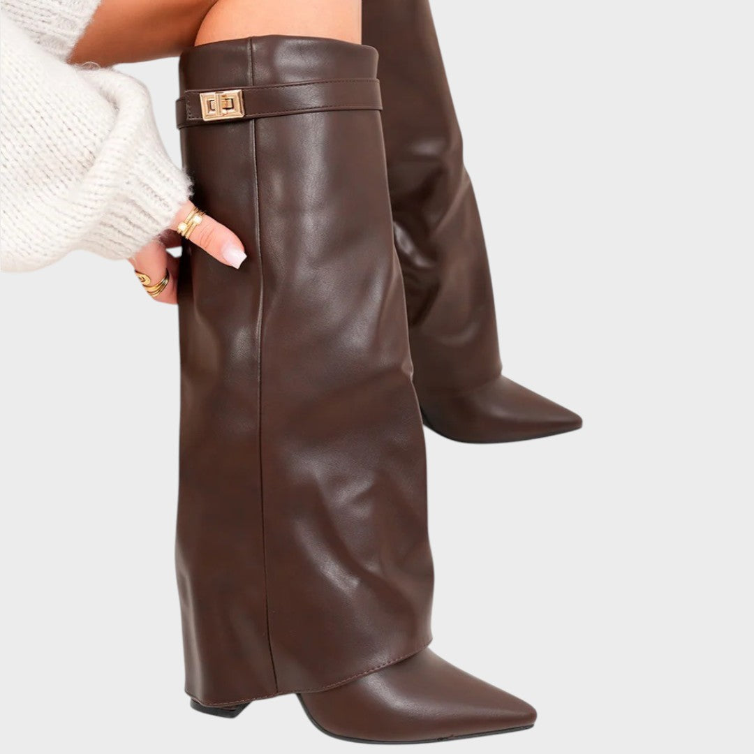 Women's High Leather Boots in Black or Brown