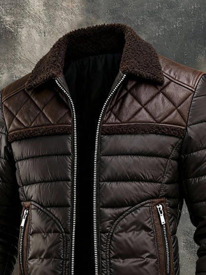 Vanhouten™ | Dark Padded Jacket with Warm Sherpa Collar