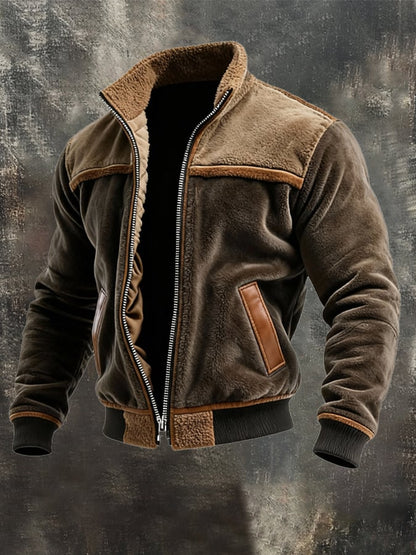 Vanhouten™ | Warm Velvet and Synthetic Leather Coat with Fleece Lining