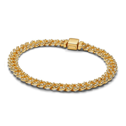 Cuban Link Pavé Bracelet | Gold