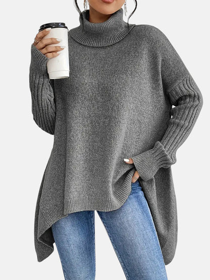Women's Long Turtleneck Sweater in Five Colors