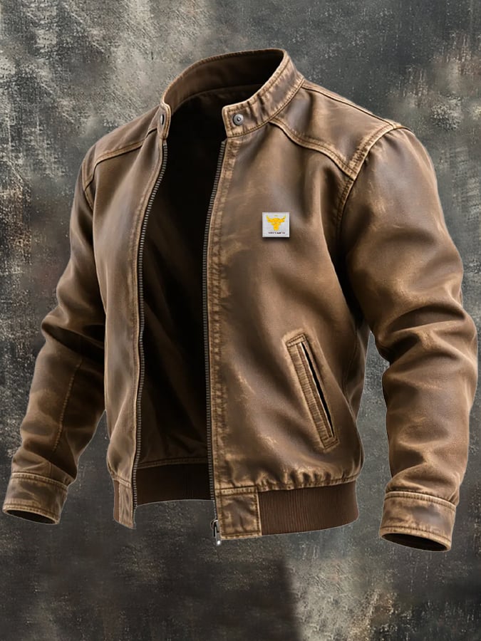Vanhouten™ | Classic Cut Aged Brown Fabric Jacket