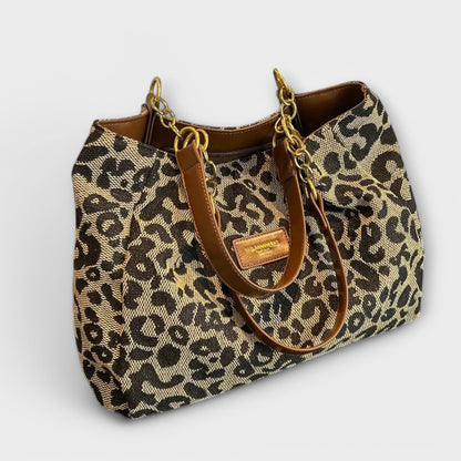 Women's Leopard Print Canvas Tote Bag