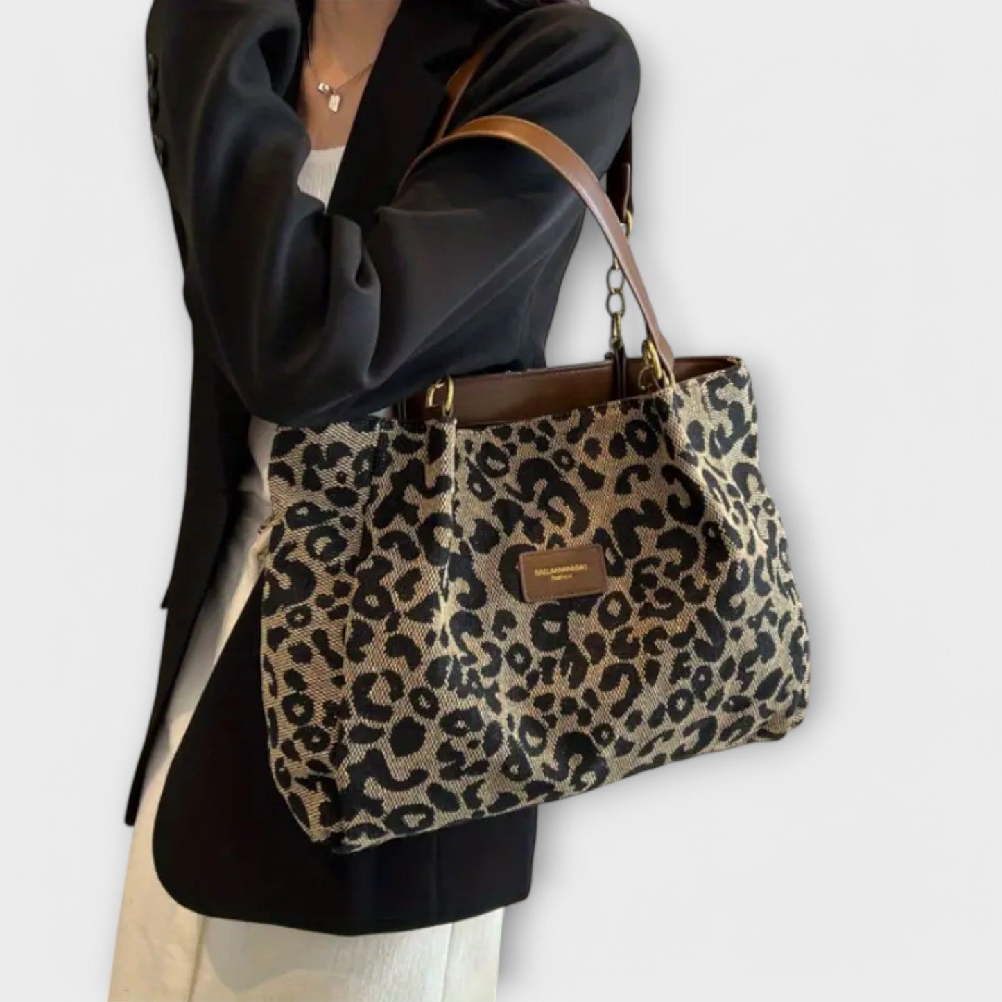 Women's Leopard Print Canvas Tote Bag