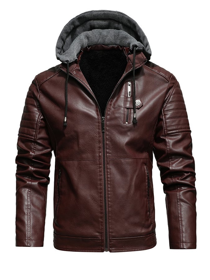 Vanhouten™ | Used leather jacket with front hood