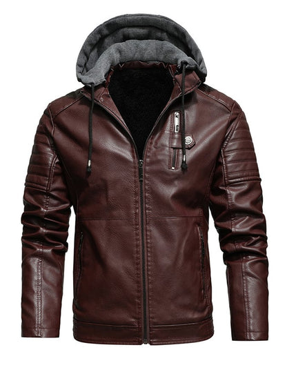 Vanhouten™ | Used leather jacket with front hood