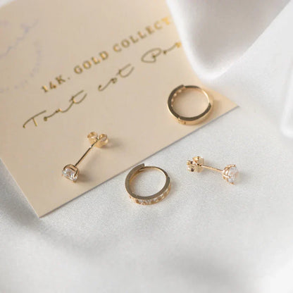 Dara Brillane Stud Earrings with Stones | Gold