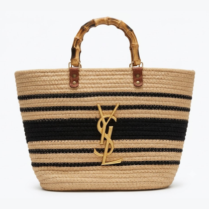 YSL Raffia Bamboo Tote Bag