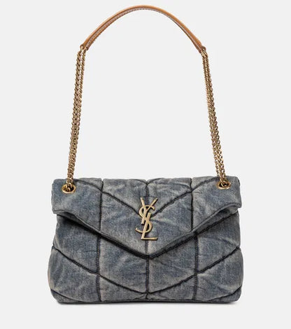 YSL Puffer Small Denim Shoulder Bag