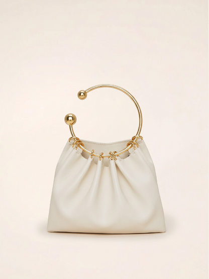 Cream Circle Ring Handle Bag