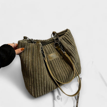 Women's Soft Cord Shoulder Bag