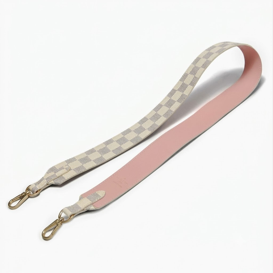 Damier Ebene Greenwich Shoulder Strap White & Pink (Box Included)