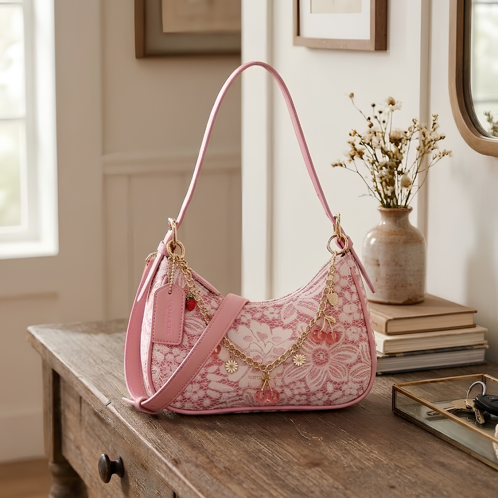 Chic Floral Cherry Shoulder Bag