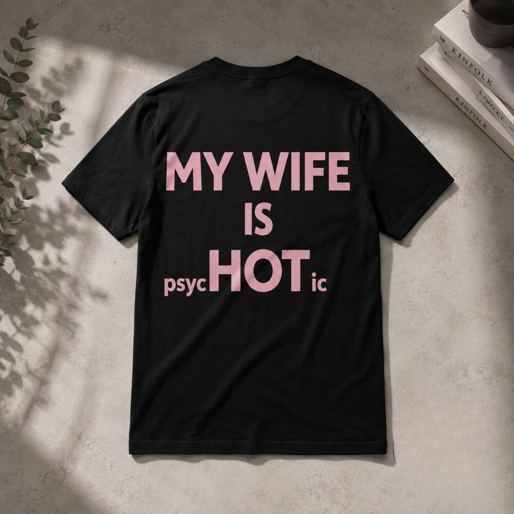 My Wife Is Psychotic But HOT Pink Text TShirt