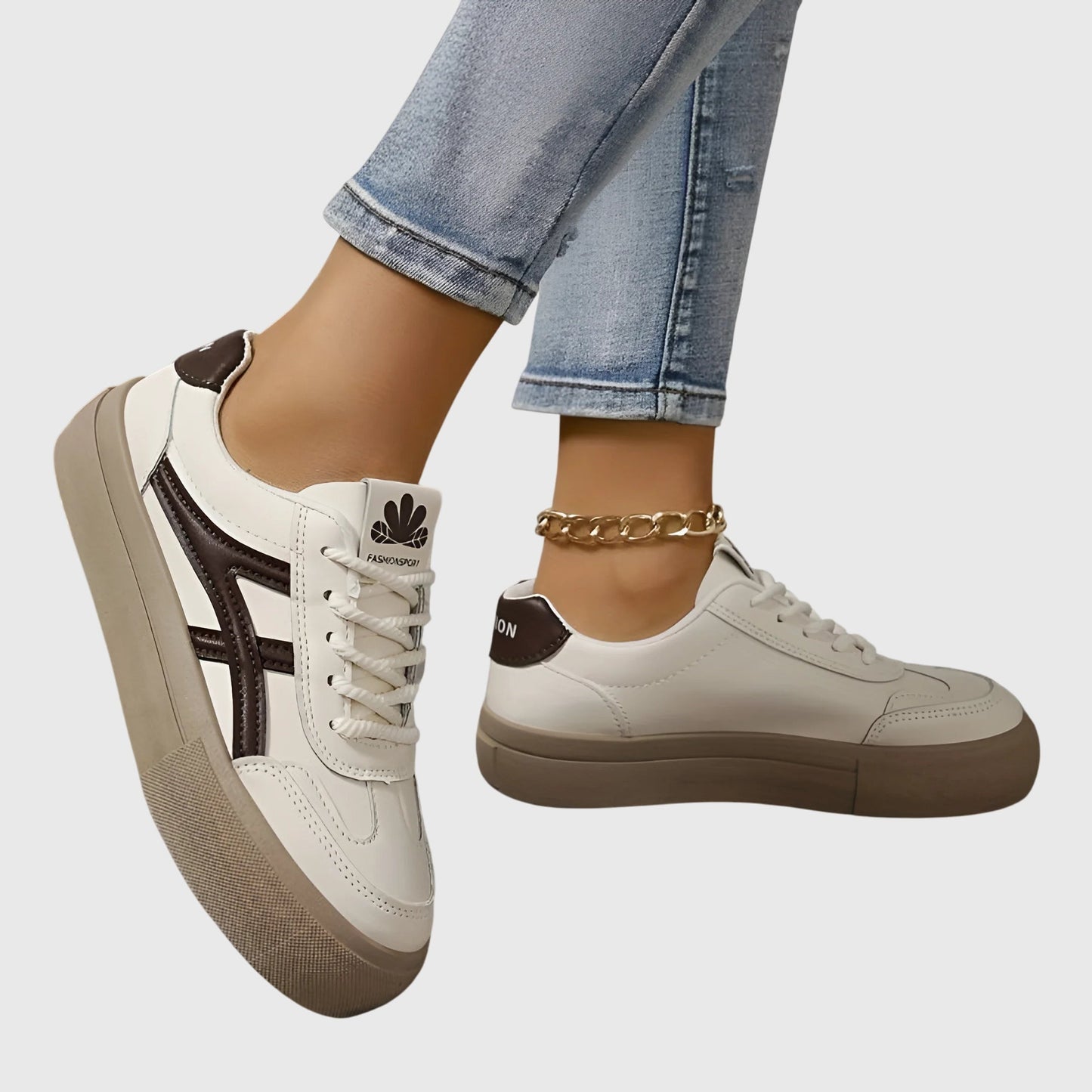 Women's Comfort Sneakers in Blue and Brown