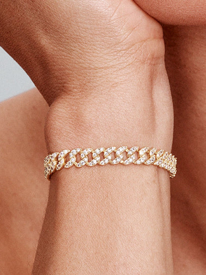 Cuban Link Pavé Bracelet | Gold