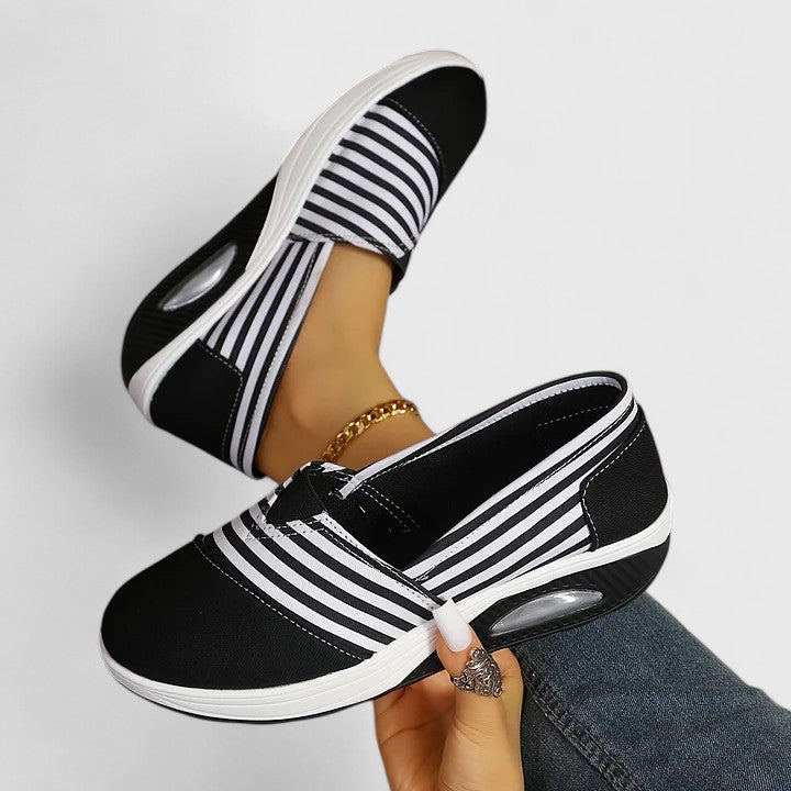 Women's Comfort Sneakers in Blue, Black and Red