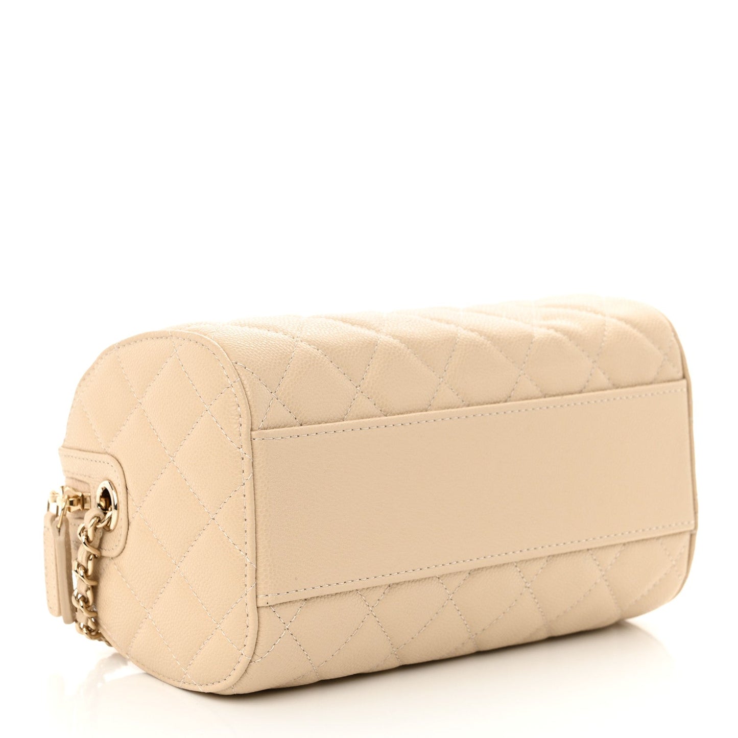 Chanel Caviar Quilted Mini Bowling Bag Beige