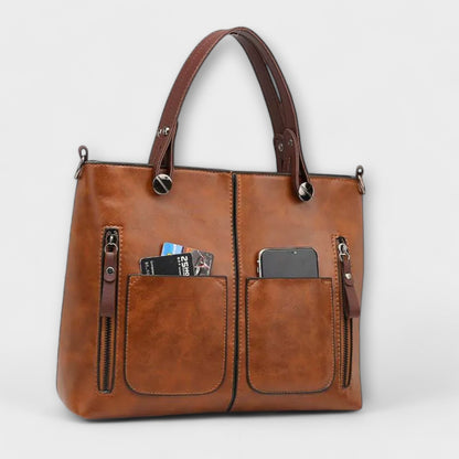 Women's Elegant Leather Bag in Brown, Black or Gray