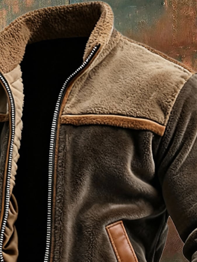 Vanhouten™ | Warm Velvet and Synthetic Leather Coat with Fleece Lining