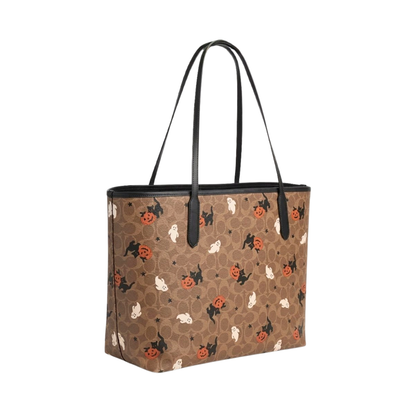 Coach City Tote In Canvas With Halloween Print