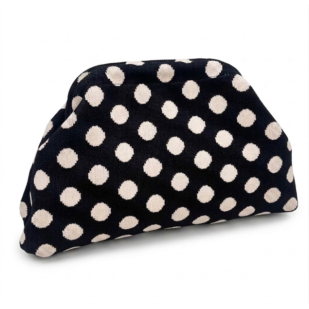 Retro Polka Dot Makeup Bag, Knitted