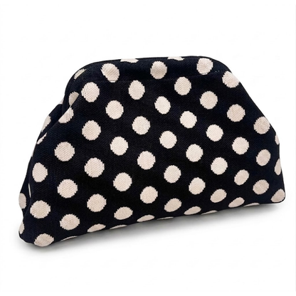 Retro Polka Dot Makeup Bag, Knitted