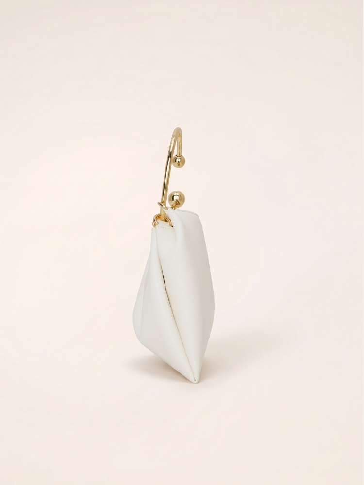 Cream Circle Ring Handle Bag