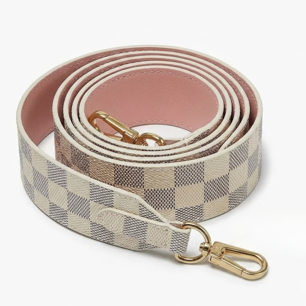Damier Ebene Greenwich Shoulder Strap White & Pink (Box Included)